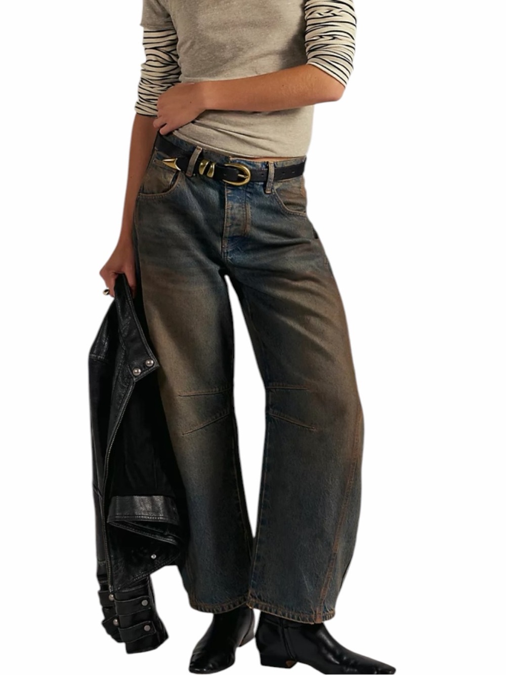 Good luck mid rise barrel jeans
